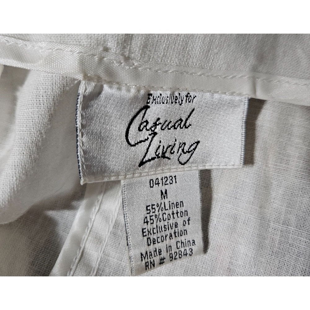 Casual Living Embroidered White Linen‎ Blend Jacket Blazer Womens M Floral - Picture 4 of 4